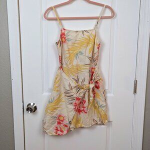 Billabong | Cream Tropical Floral Wrap Dress Size Small